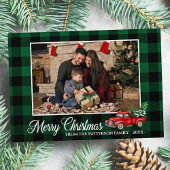 Carte Script de calligraphie Photo vert Plaid Camion rou