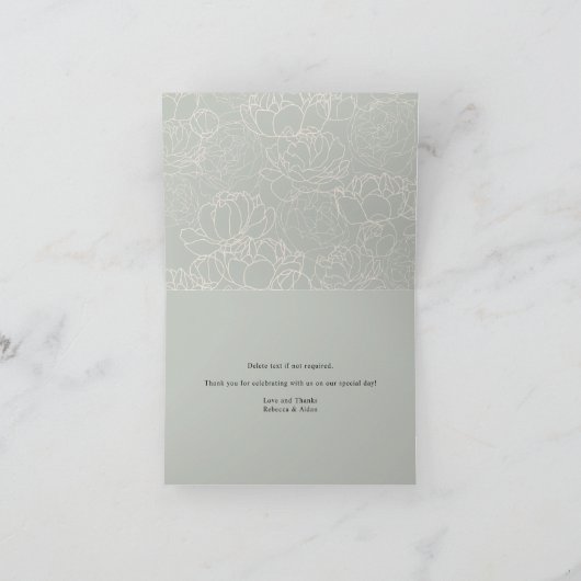 Carte Script de calligraphie simple Merci botanique (Intérieur)