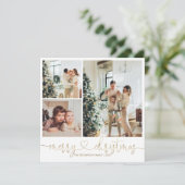Carte Script de coeur Or Joyeux Noël Photo Holiday (Debout devant)