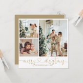 Carte Script de coeur Or Joyeux Noël Photo Holiday (Devant/Arrière en situation)