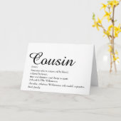 Carte Script de définition du cousin préféré (Fleur jaune)