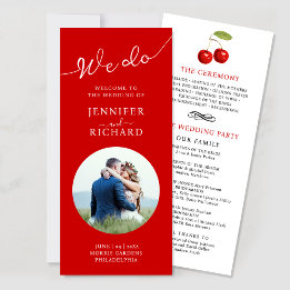 Carte Script de mariage photo rouge et blanc élégant mod