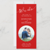 Carte Script de mariage photo rouge et blanc élégant mod (Devant)