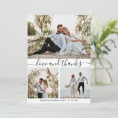 Carte script de Merci multi-photo Elegant  (Debout devant)