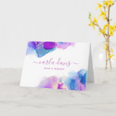 Carte Script de signature Encre bleue violette Client Me (Fleur jaune)