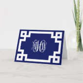 Carte Script de Vin bleu marine Monogramme Clé grecque d (Devant)