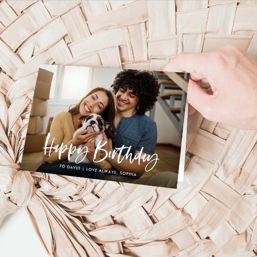 Carte Script décontracté et photo | Joyeux anniversaire