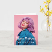 Carte Script Décontracté moderne et photo | Joyeux anniv (Fleur jaune)