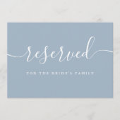 Carte Script Dusty Blue Mariage Réservé Chaise Connexion (Devant)
