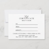 Carte Script élégant | Certificat cadeau d'entreprise (Dos)