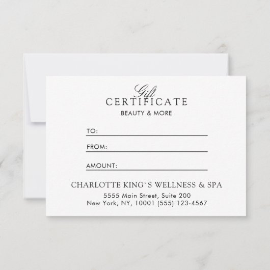 Carte Script élégant | Certificat cadeau d'entreprise (Dos)