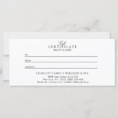 Carte Script élégant | Certificat cadeau d'entreprise (Dos)