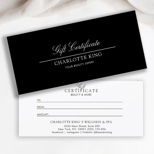 Carte Script élégant | Certificat cadeau d'entreprise