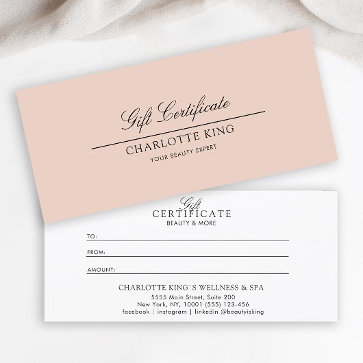 Carte Script élégant | Certificat cadeau d'entreprise