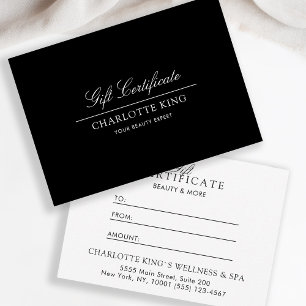 Carte Script élégant Certificat cadeau d'entreprise