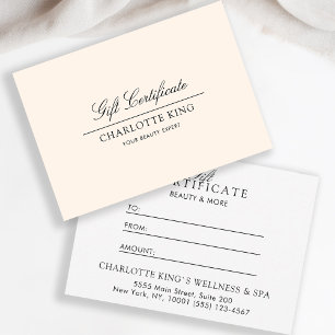 Carte Script élégant Certificat cadeau d'entreprise