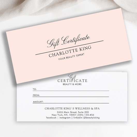 Carte Script élégant | Certificat cadeau d'entreprise