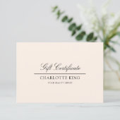 Carte Script élégant | Certificat cadeau d'entreprise (Debout devant)
