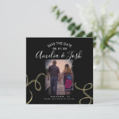 Carte Script Enregistrer la Date Photo Faux Tourbillon (Debout devant)