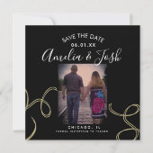 Carte Script Enregistrer la Date Photo Faux Tourbillon (Devant)