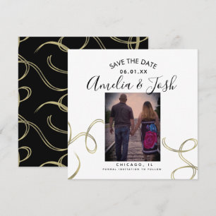 Carte Script Enregistrer la Date Photo Faux Tourbillon N