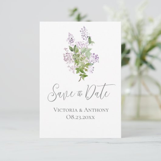 Carte Script floral Mariage moderne Enregistrer la date (Debout devant)
