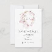 Carte Script floral rose Pastel Mariage Enregistrer la d (Devant)