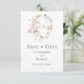 Carte Script floral rose Pastel Mariage Enregistrer la d (Debout devant)