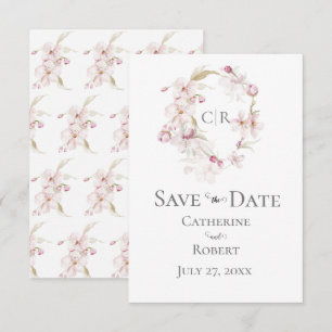 Carte Script floral rose Pastel Mariage Enregistrer la d