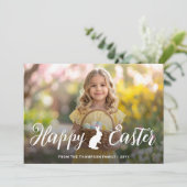 Carte Script Font With Bunny Motif Easter Photo Template (Debout devant)