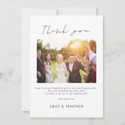 Carte Script informel photo QR Code Mariage Merci (Devant)