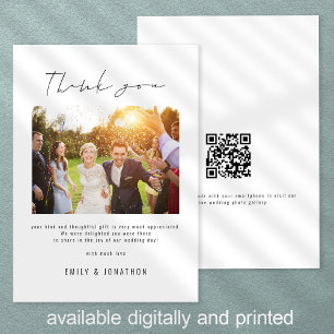 Carte Script informel photo QR Code Mariage Merci
