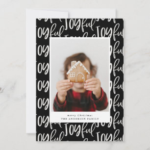 Carte script joyeux une famille photo élégant coloré