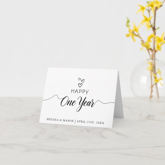 Carte Script manuscrit simple un an (Fleur jaune)