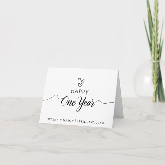 Carte Script manuscrit simple un an (Devant)