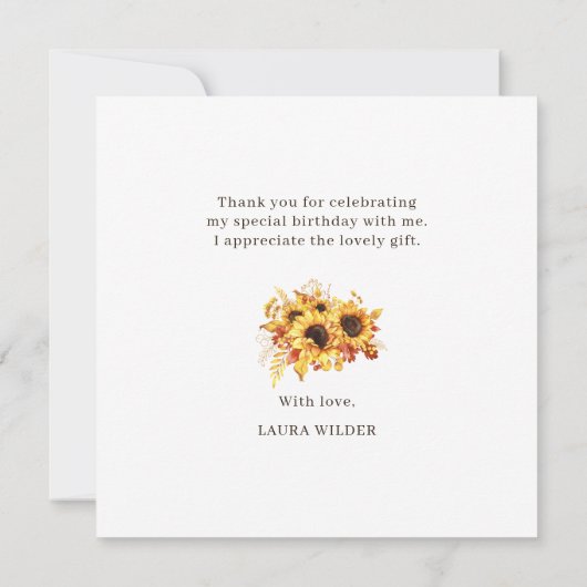 Carte Script Merci d'anniversaire (Dos)