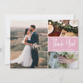 Carte Script Merci moderne Mariage rose (Devant)