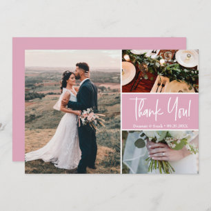 Carte Script Merci moderne Mariage rose