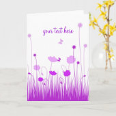 Carte Script minimal de purple et de pavot blanc (Fleur jaune)