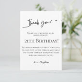 Carte Script minimaliste 21e anniversaire merci (Debout devant)