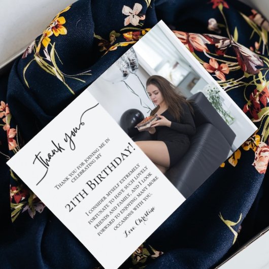 Carte Script minimaliste 21e anniversaire merci