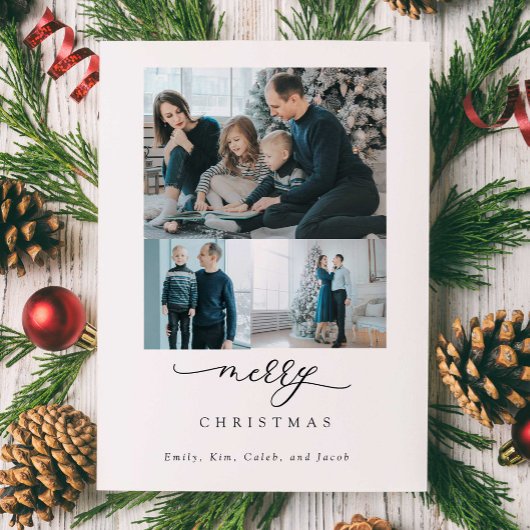 Carte Script minimaliste moderne 3 Photo Joyeux Noël