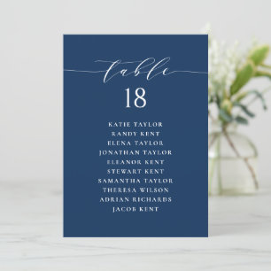 Carte Script minimaliste Plan de siège bleu Numéro de ta