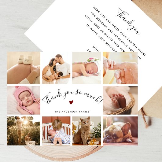 Carte Script Moderne 10 Nouveau-né Collage de photos