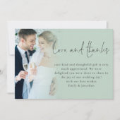 Carte Script moderne 6 Photos Amour Mariage Merci Sage (Devant)