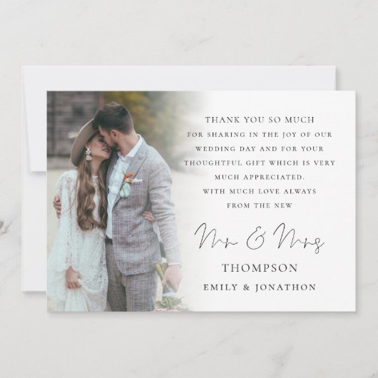 Carte Script moderne 6 Photos Mariage Merci (Devant)