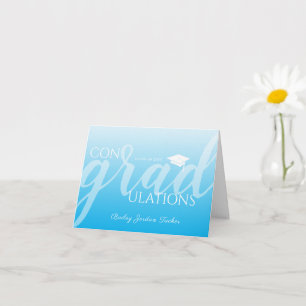 Carte Script moderne Blue Graduation Félicitations