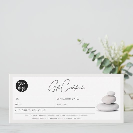 Carte Script moderne Certificat cadeau logo d'entreprise (Debout devant)