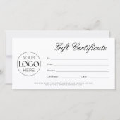 Carte Script moderne Certificat cadeau logo d'entreprise (Devant)