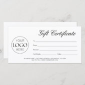 Carte Script moderne Certificat cadeau logo d'entreprise (Devant / Derrière)